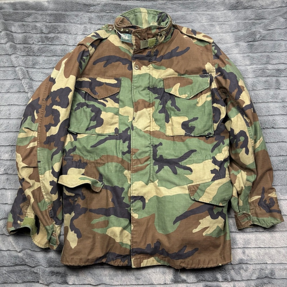 Military Surplus M-65 Field Jacket Mens Large Woodland Camo Vintage Utility Coat